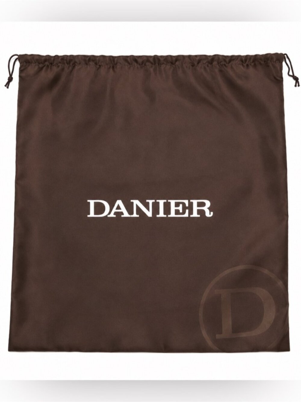DANIER Brown Satin Drawstring Dust Bag Purse Cover Large